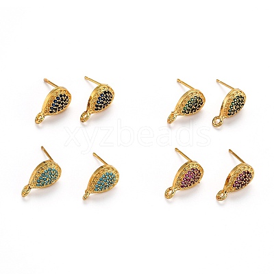 Brass Stud Earring Findings KK-G398-07A-G-1