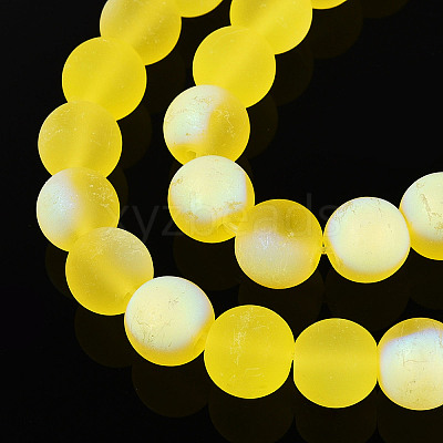 Frosted Transparent Glass Beads Strands GLAA-T032-T10mm-MBB12-1