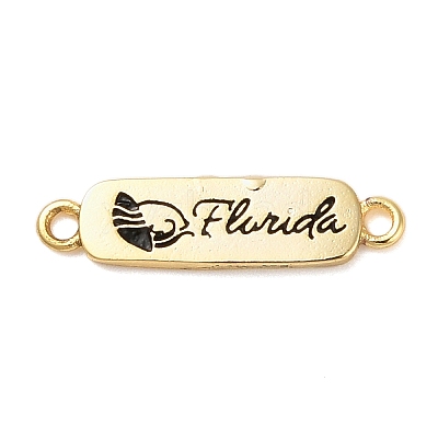 Beach Theme Rack Plating Brass Rectangle Connector Charms KK-P261-08A-G04-1