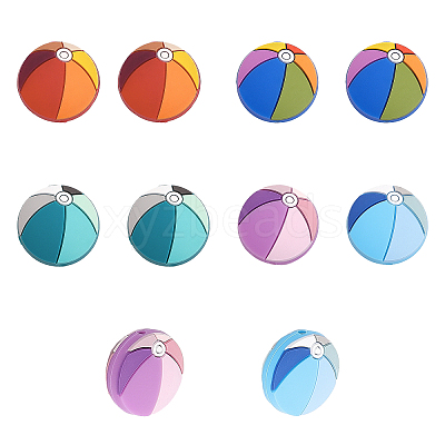 10Pcs 5 Colors Food Grade Eco-Friendly Silicone Beads SIL-CA0002-28-1