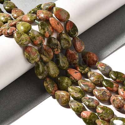 Natural Unakite Beads Strands G-I377-A27-1