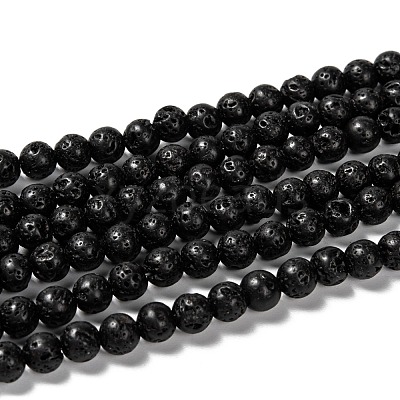 Natural Lava Rock Round Beads Strands X-G-M169-6mm-03-1