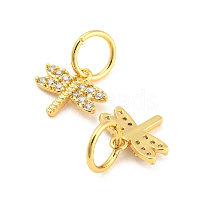 Brass Micro Pave Clear Cubic Zirconia Charms ZIRC-L091-073G-1