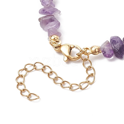 Natural Amethyst Chip Beaded Bracelets for Women X-BJEW-JB11742-03-1