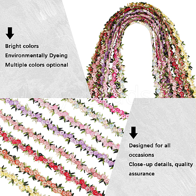 15 Yards Flower Polyester Embroidery Lace Ribbon OCOR-WH0070-77H-1
