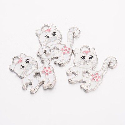 Alloy Enamel Kitten Pendants EA556Y-1-1