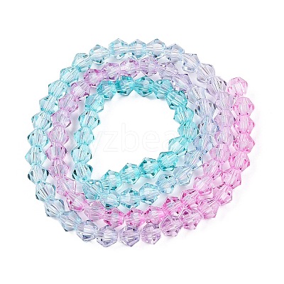 Gradient Color Baking Paint Glass Bead Strands DGLA-A039-T6mm-A05-1