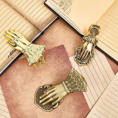 Alloy Hand Shaped Bookmark Clip AJEW-CP0006-94B-AB-1