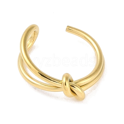 Simple Knotted 304 Stainless Steel Open Cuff Ring for Women Men LS-RJEW-Z038-04G-1