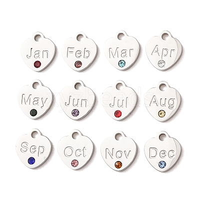 Birthday 304 Stainless Steel Micro Pave Cubic Zirconia Charms CU-CBA9CF9-01P-1