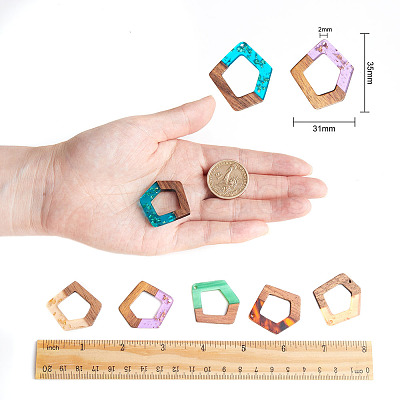 Transparent and Opaque Resin & Walnut Wood Pendants RESI-SZ0001-01-1