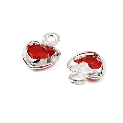 Heart Brass Glass Charms KK-S385-01S-04-1