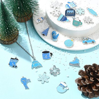 44Pcs 22 Styles Winter Theme Alloy Enamel Pendants ENAM-CJ0006-42-1