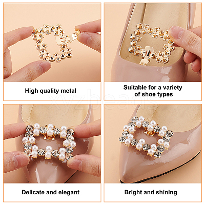 2 Styles Alloy Rhinestone Shoe Decorations FIND-GO0002-29-1
