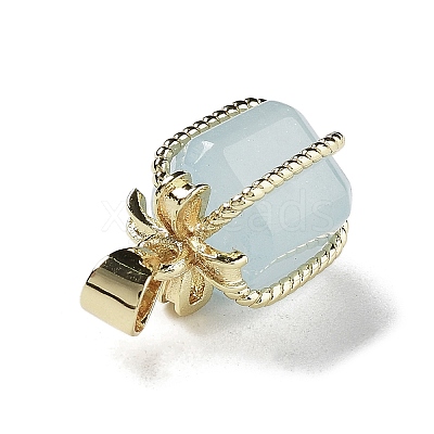 Natural Aquamarine Gift Box Charms G-P523-01G-03-1