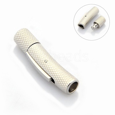 Tarnish Resistant Column 304 Stainless Steel Bayonet Necklace Clasps STAS-O035-4mm-02-1
