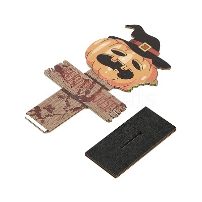 Halloween Wood Sign Pumpkin Ornament DJEW-M016-01A-1