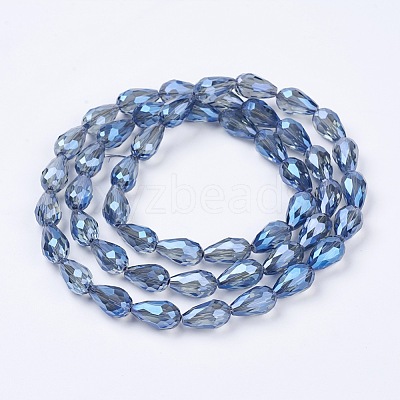 Electroplate Glass Beads Strands X-EGLA-D015-15x10mm-32-1