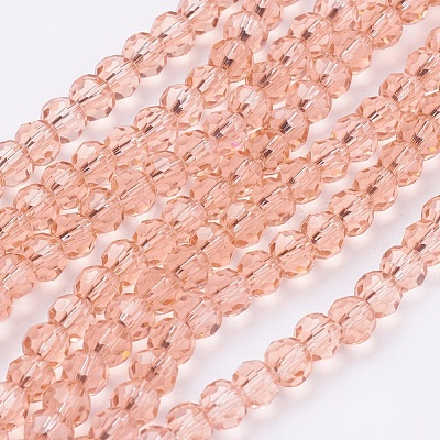 Faceted(32 Facets) Round Glass Beads Strands X-EGLA-J042-4mm-23-1