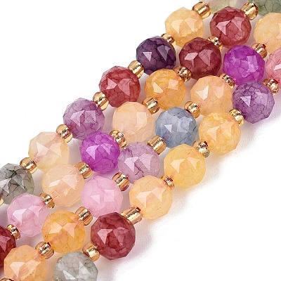 Ombre Effect Dyed Transparent Crackle Glass Beads Strands GLAA-Q111-8MM-M-1