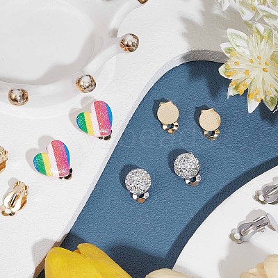 30Pcs 3 Colors 304 Stainless Steel Clip on Earring Pads STAS-SC0004-27-1