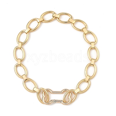 Aluminum Oval Link Chain Necklaces with Dog Bone Shaped Zinc Alloy Rock Climbing Carabiners NJEW-JN06413-1