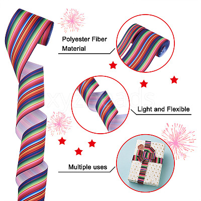 2 Rolls 2 Style Stripe Pattern Printed Polyester Grosgrain Ribbon OCOR-TA0001-38A-1
