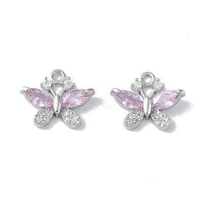 Brass Micro Pave Clear Cubic Zirconia Charms KK-H482-09P-03-1