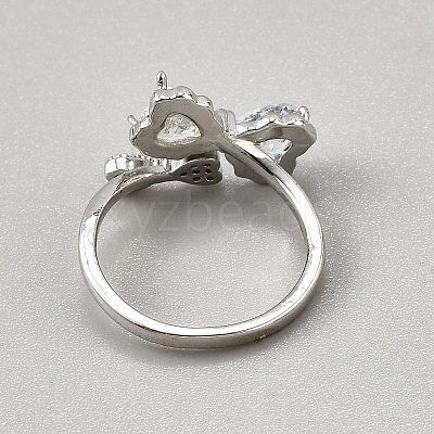 Brass Micro Pave Cubic Zirconia Cuff Rings for Women RJEW-WH0002-40A-1