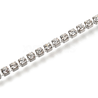 304 Stainless Steel Rhinestone Cup Chain Bracelets AJEW-B004-01B-1