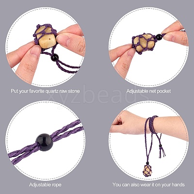 Braided Waxed Cotton Thread Cords Macrame Pouch Necklace Making AJEW-SW00022-08-1