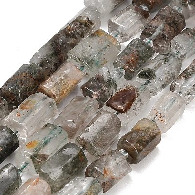 Natural Green Lodolite Quartz/Garden Quartz/Green Phantom Quartz Beads Strands GG-CBAC61B-D02-01-1