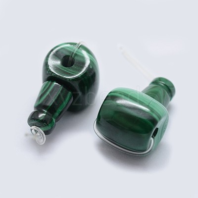 Natural Malachite 3 Hole Guru Beads G-F571-17-A-1