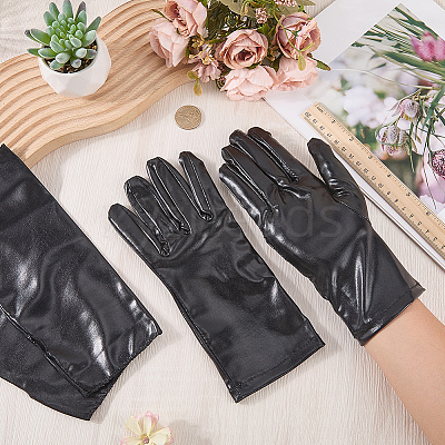2 Pairs 2 Styles PU Leather Gloves AJEW-CL0003-16B-1