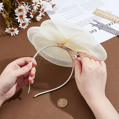 Fascinators Flower Mesh Feathers Organza Hat on a Hair Band Party Headwear for Girls and Women OHAR-WH0014-19C-1