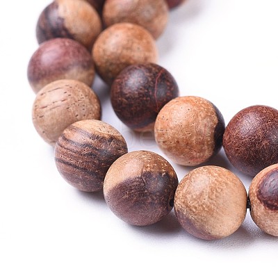 Wood Beads Strands X-WOOD-F008-04-C-1