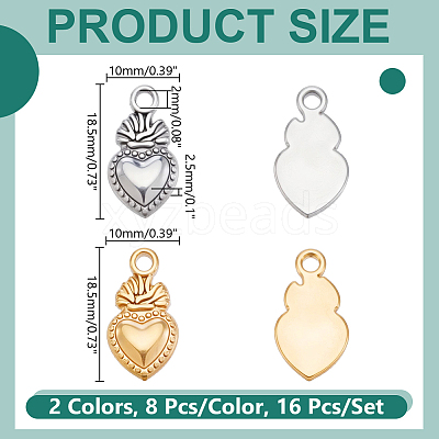 16Pcs 2 Colors 304 Stainless Steel Pendants STAS-HY0002-04-1