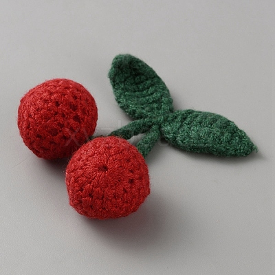 Polyester Crochet Cherry DIY-WH0622-391C-1