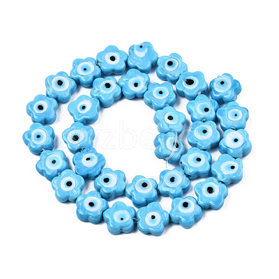 Handmade Evil Eye Lampwork Beads Strands LAMP-N029-008B-1