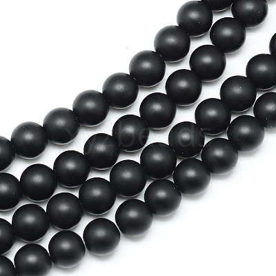 Synthetic Black Stone Bead Strands G-R345-8mm-38-1