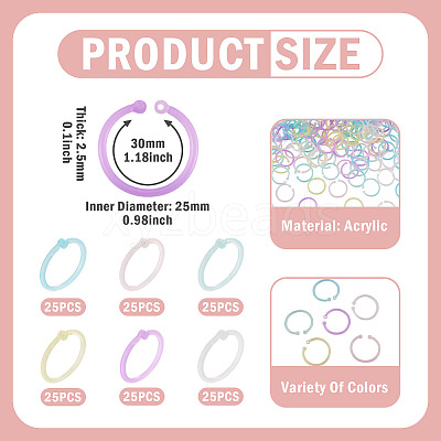 150Pcs 6 Colors Plastic Loose Leaf Book Binder Hinged Rings FIND-TA0010-54A-1