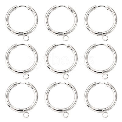 201 Stainless Steel Huggie Hoop Earring Findings STAS-P283-01H-S-1