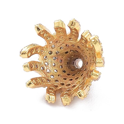 Brass Micro Pave Clear Cubic Zirconia Bead Caps ZIRC-P085-11G-1