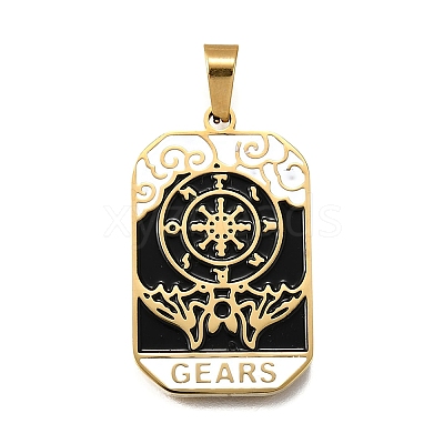 Tarot 304 Stainless Steel Enamel Pendants STAS-M119-09N-G-1