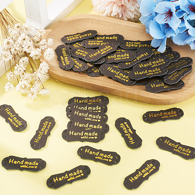 40Pcs PU Leather Craft Label Tags DIY-TADJ0001-22D-1