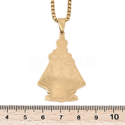 201 Stainless Steel Saint Benedict Medal Pendant Necklaces LS-NJEW-K283-37G-1