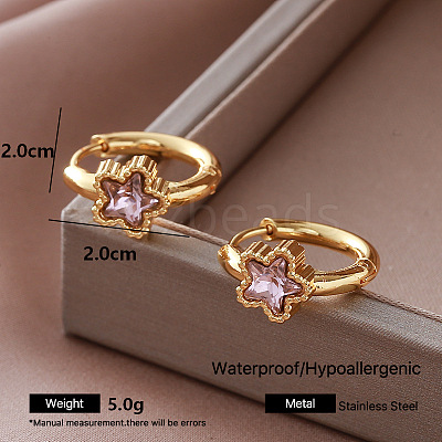 304 Stainless Steel Pave Cubic Zirconia Hoop Earrings for Women LD1323-4-1
