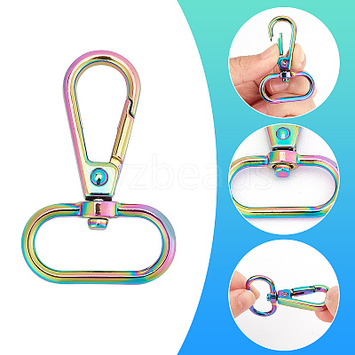 15Pcs 3 Style Rainbow Color Zinc Alloy Swivel Clasps FIND-GF0003-40-1