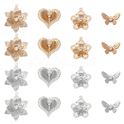 16Pcs 8 Style Brass Pendants KK-CA0002-47-1