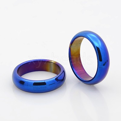 Electroplate Non-Magnetic Synthetic Hematite Wide Band Rings RJEW-J006B-01-1